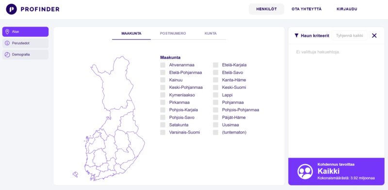 Profinder B2C Kohderyhmäpalvelu